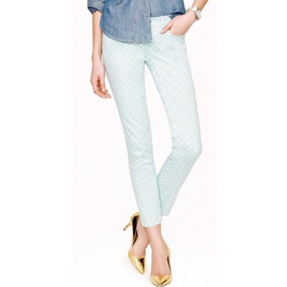 J.Crew Turquoise Polka Dot Skinny Jeans 25